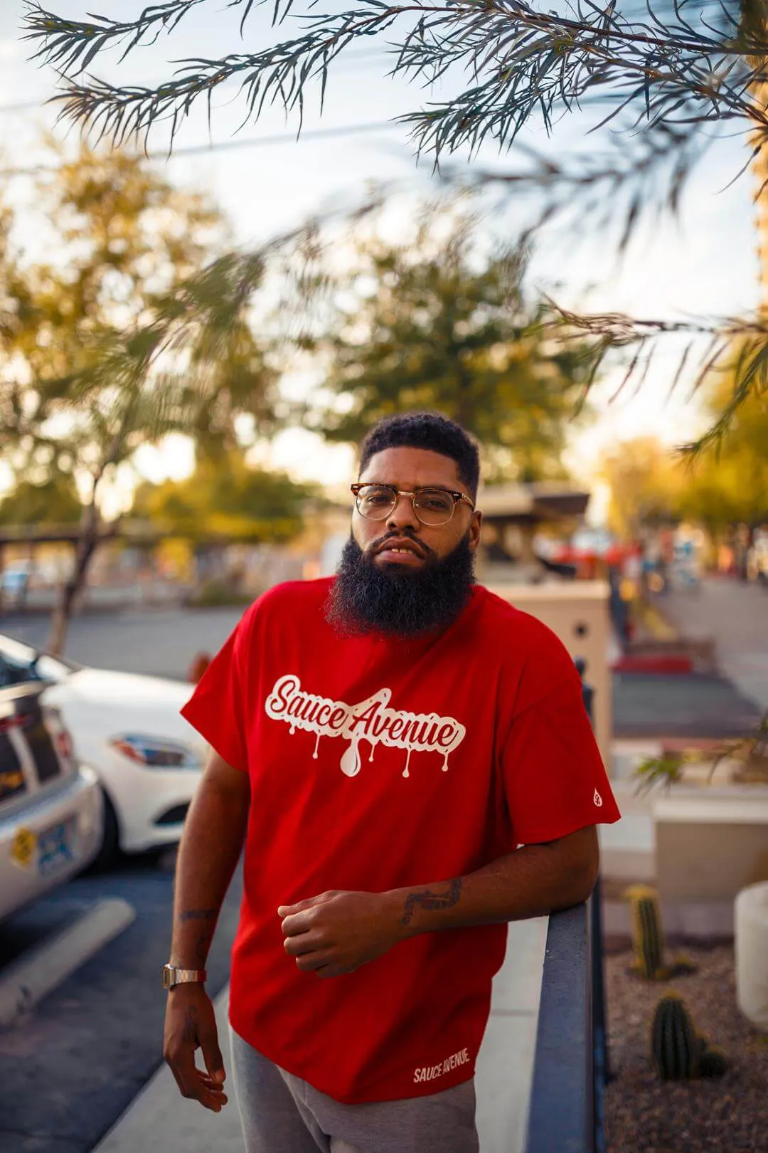 White SA Drip | Red Tee