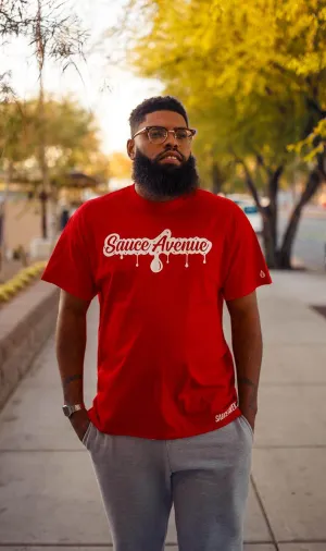 White SA Drip | Red Tee