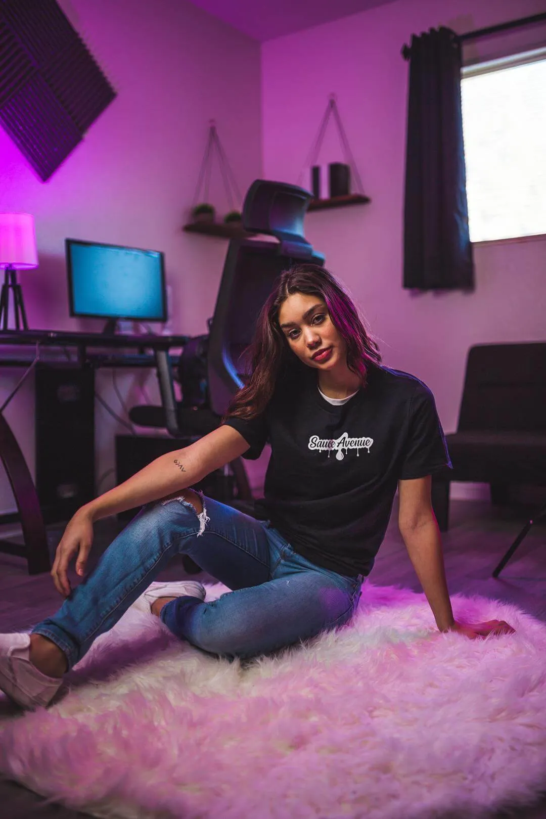 White SA Drip (V3) | Black Tee