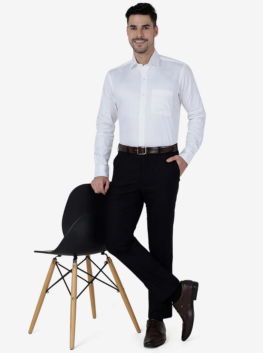 White Solid Slim Fit Formal Shirt | Metal