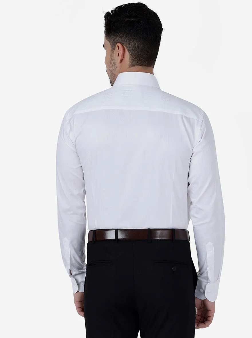 White Solid Slim Fit Formal Shirt | Metal
