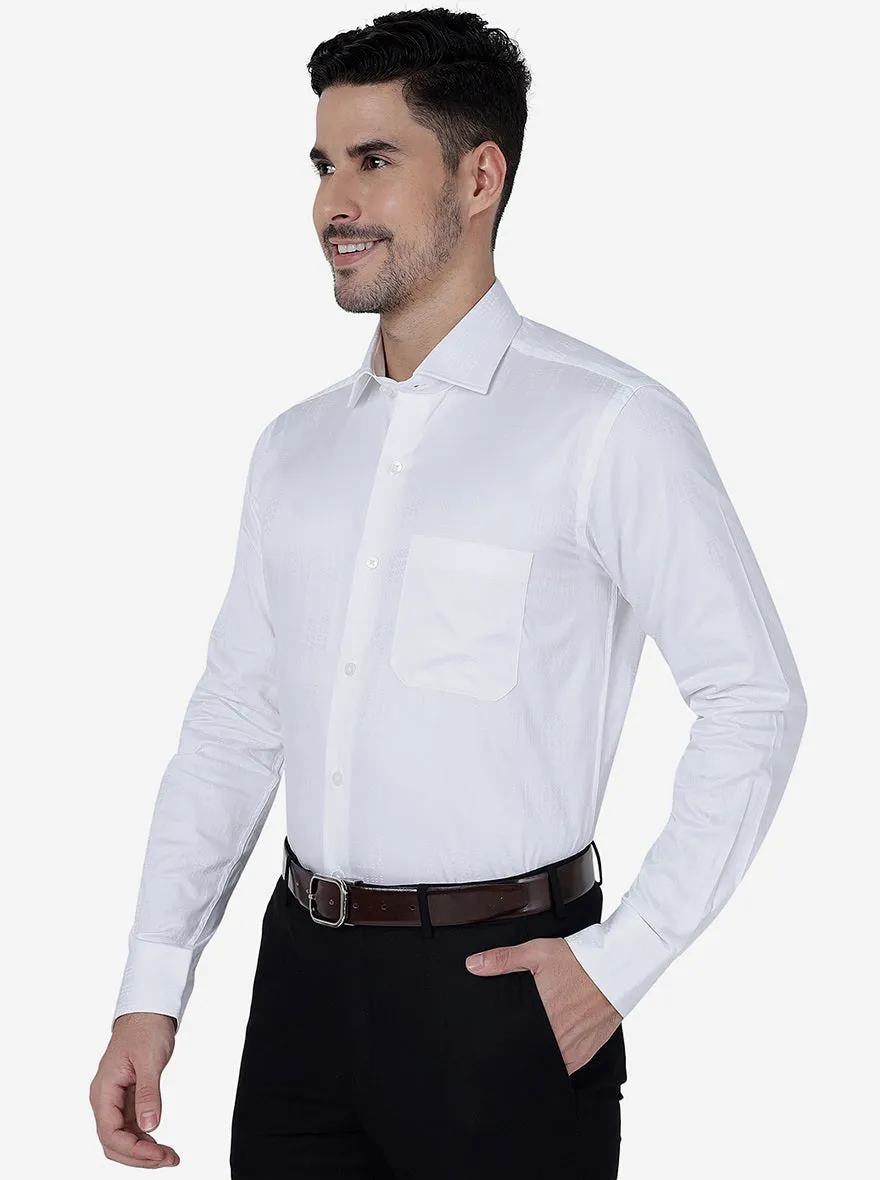 White Solid Slim Fit Formal Shirt | Metal
