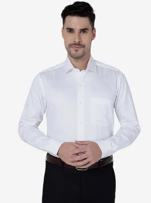 White Solid Slim Fit Formal Shirt | Metal
