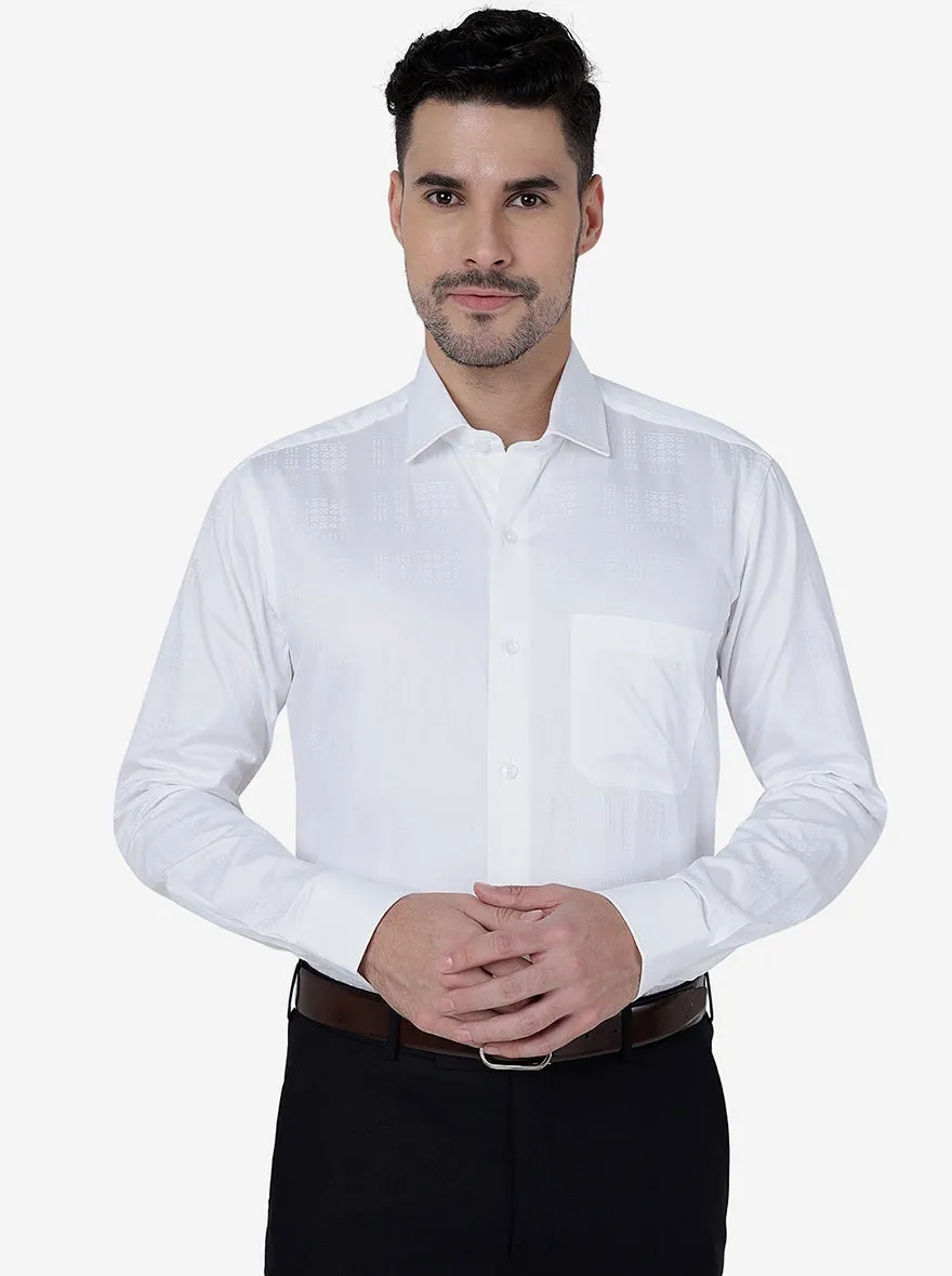 White Solid Slim Fit Formal Shirt | Metal