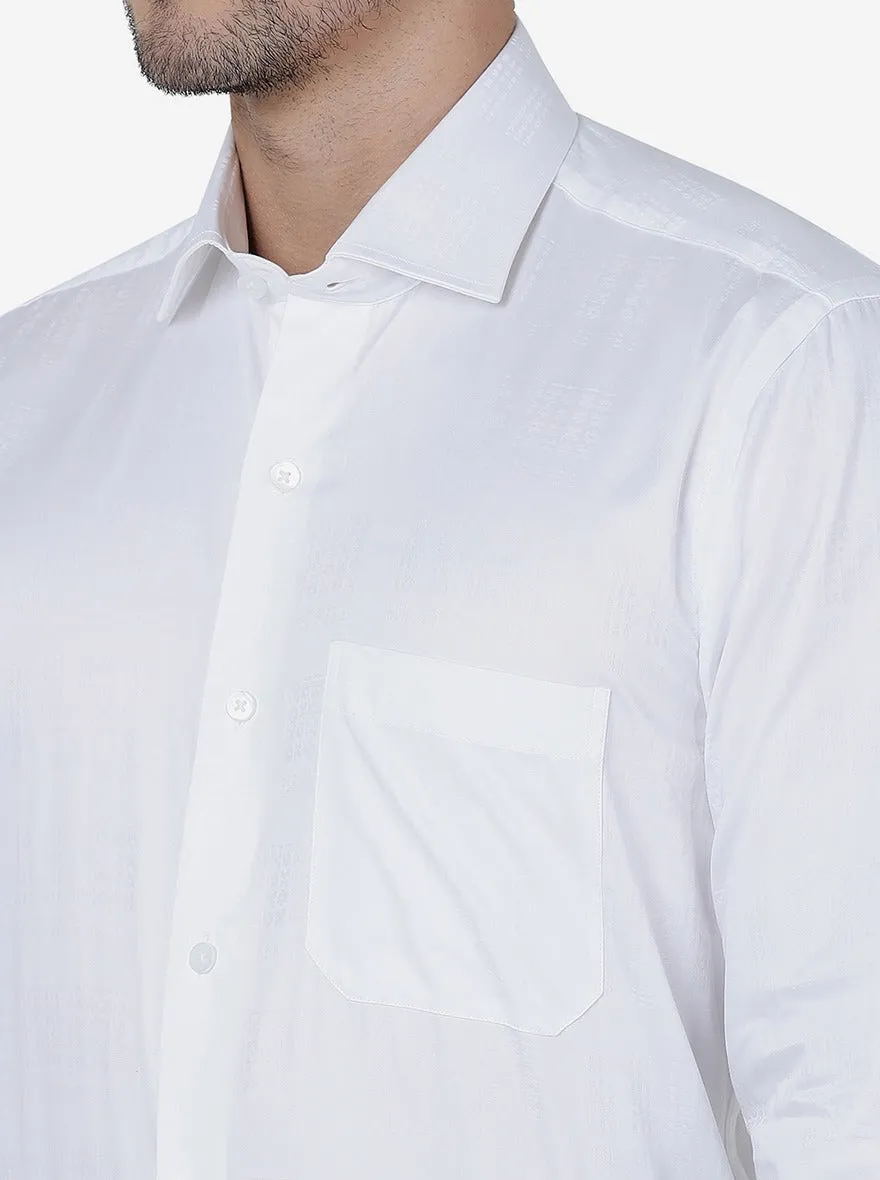 White Solid Slim Fit Formal Shirt | Metal