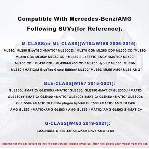 Whitejianpeak Car Cover Compatible with Mercedes-Benz GLE(2015-2021) ML(2006-2015) G(2019-2021)/AMG GLE ML G, Waterproof Automobiles Full Covers Outdoor Indoor All Weather Car Tarp with Storage Bag