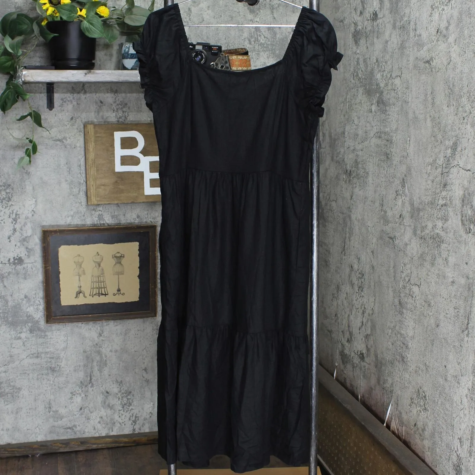 Who What Wear Women's Raglan Short Sleeve Linen Blend A-Line Dress WD-843
