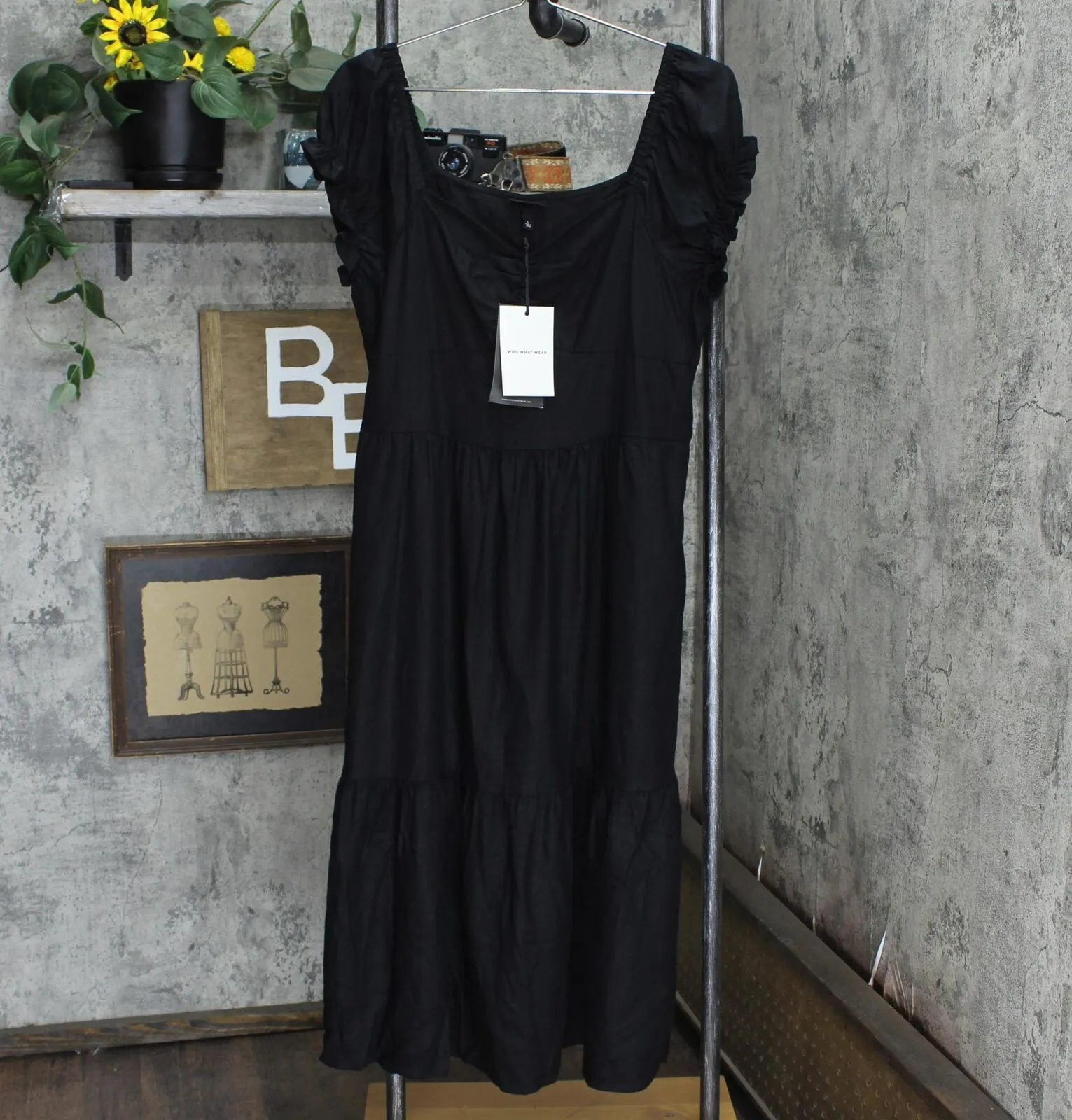 Who What Wear Women's Raglan Short Sleeve Linen Blend A-Line Dress WD-843