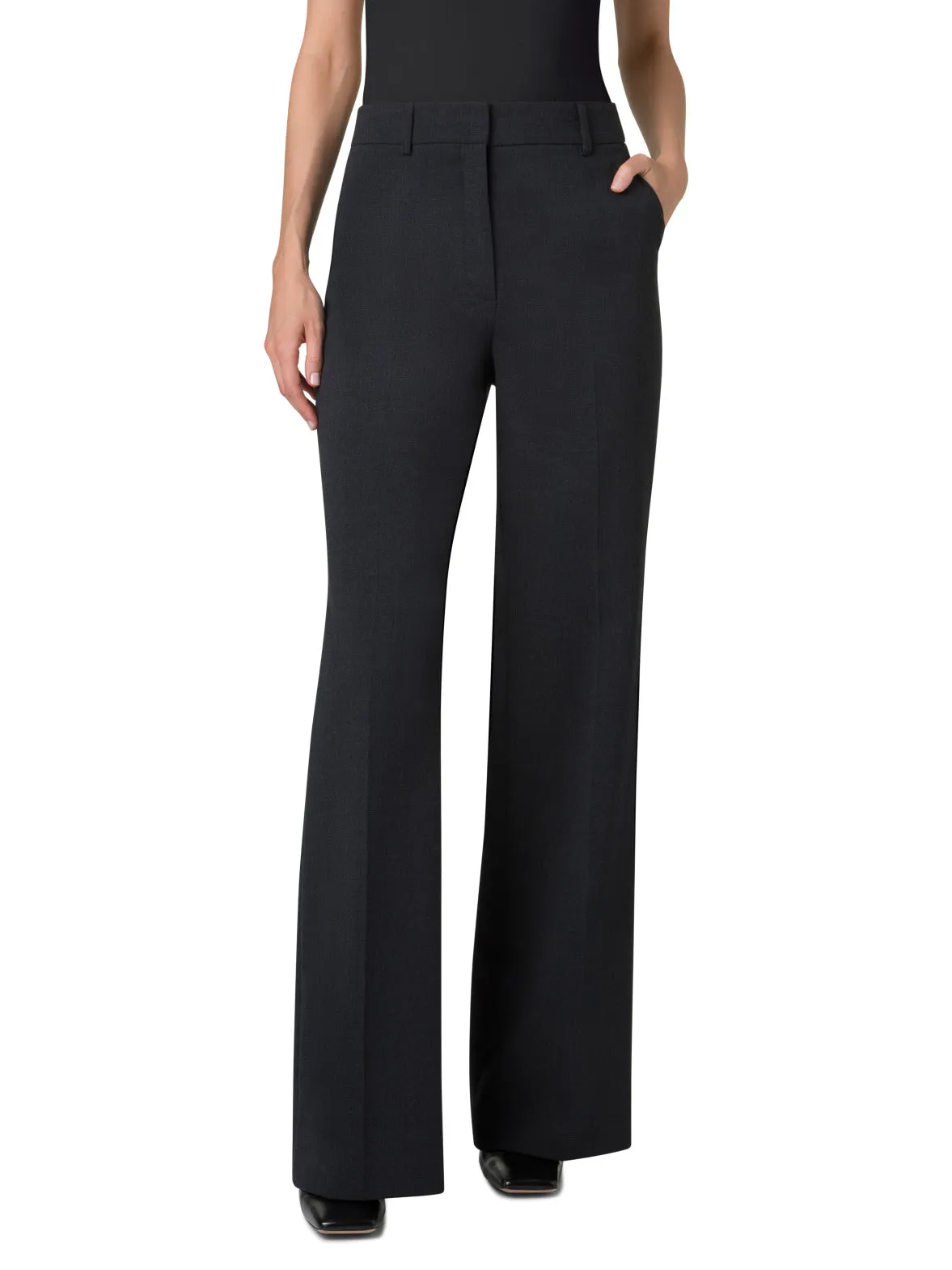 Wide Straight Wool Stretch Double-Face Pants