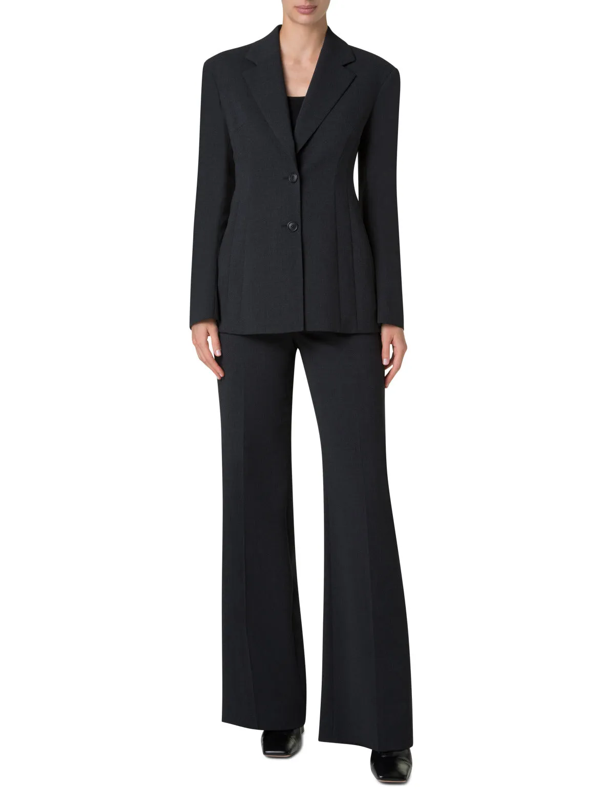 Wide Straight Wool Stretch Double-Face Pants