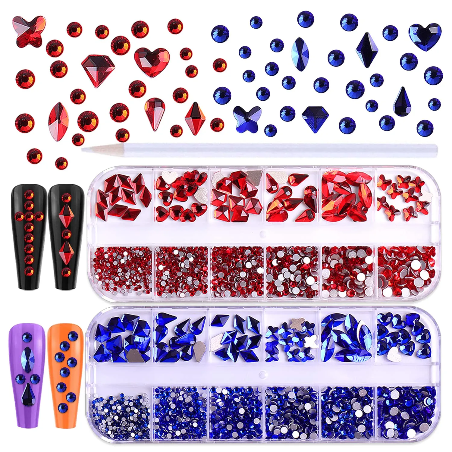 WOKOTO 2 Box Flat Back Pink And Rose AB Nail Rhinestones For Nails Face Rhinestones For Crafts Big Nail Crystal Rhinestones For Acrylic Nails Nail Diamonds For Nails Stones Crystals For Nails