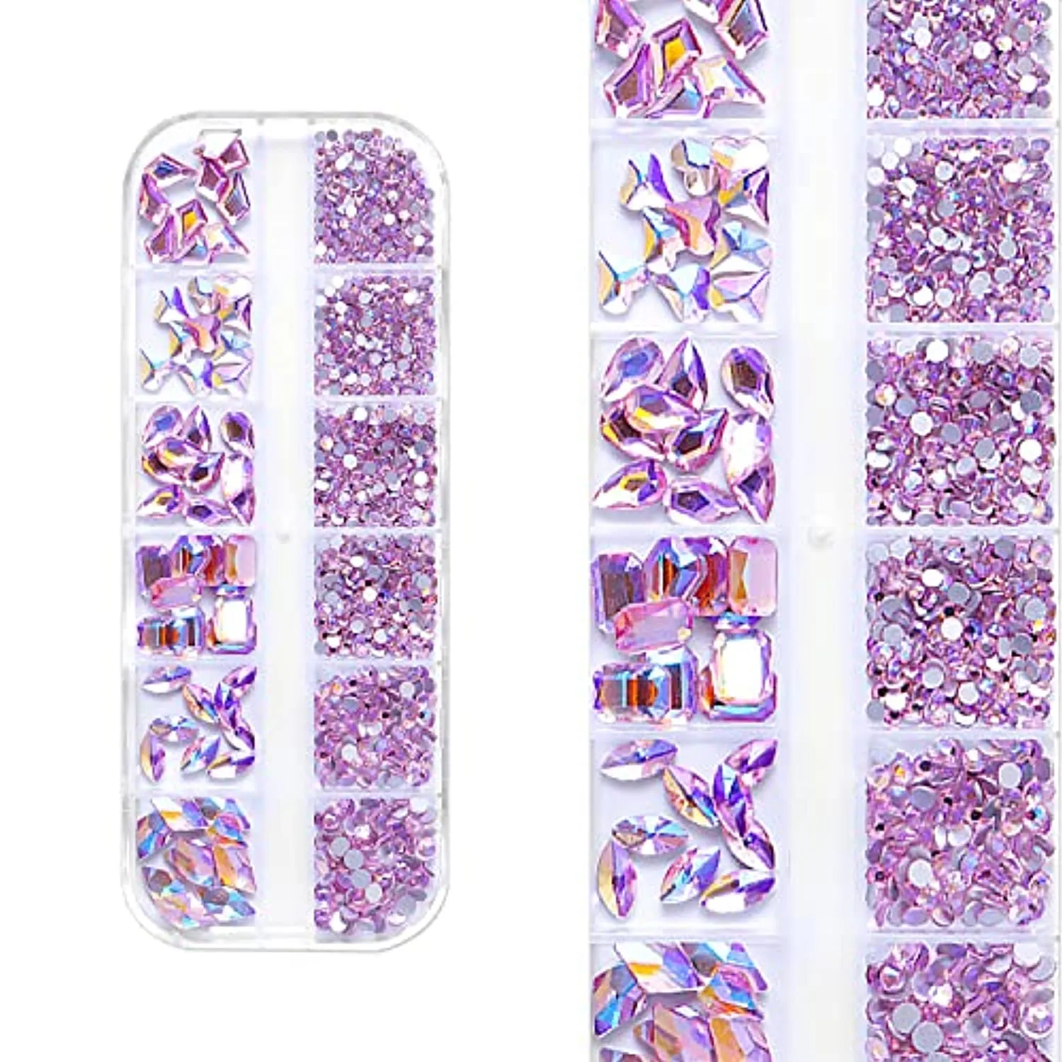 WOKOTO 2 Box Flat Back Pink And Rose AB Nail Rhinestones For Nails Face Rhinestones For Crafts Big Nail Crystal Rhinestones For Acrylic Nails Nail Diamonds For Nails Stones Crystals For Nails