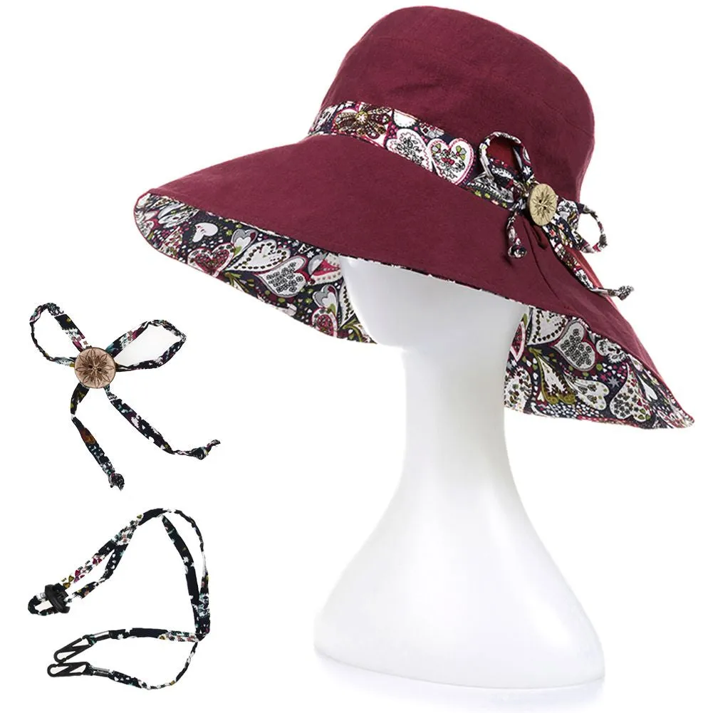 Women Summer Big Wide Brim Cotton Hat Floppy Derby Beach Sun Foldable Cap