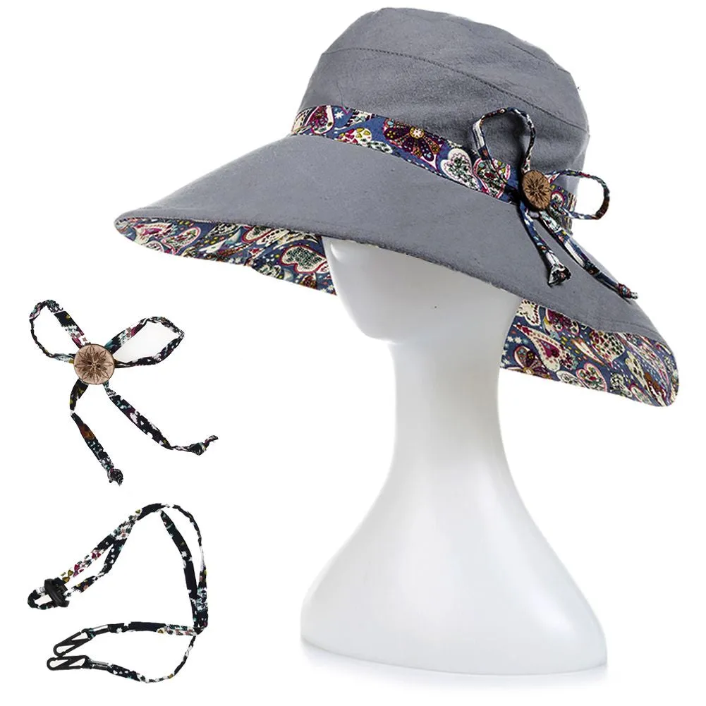 Women Summer Big Wide Brim Cotton Hat Floppy Derby Beach Sun Foldable Cap
