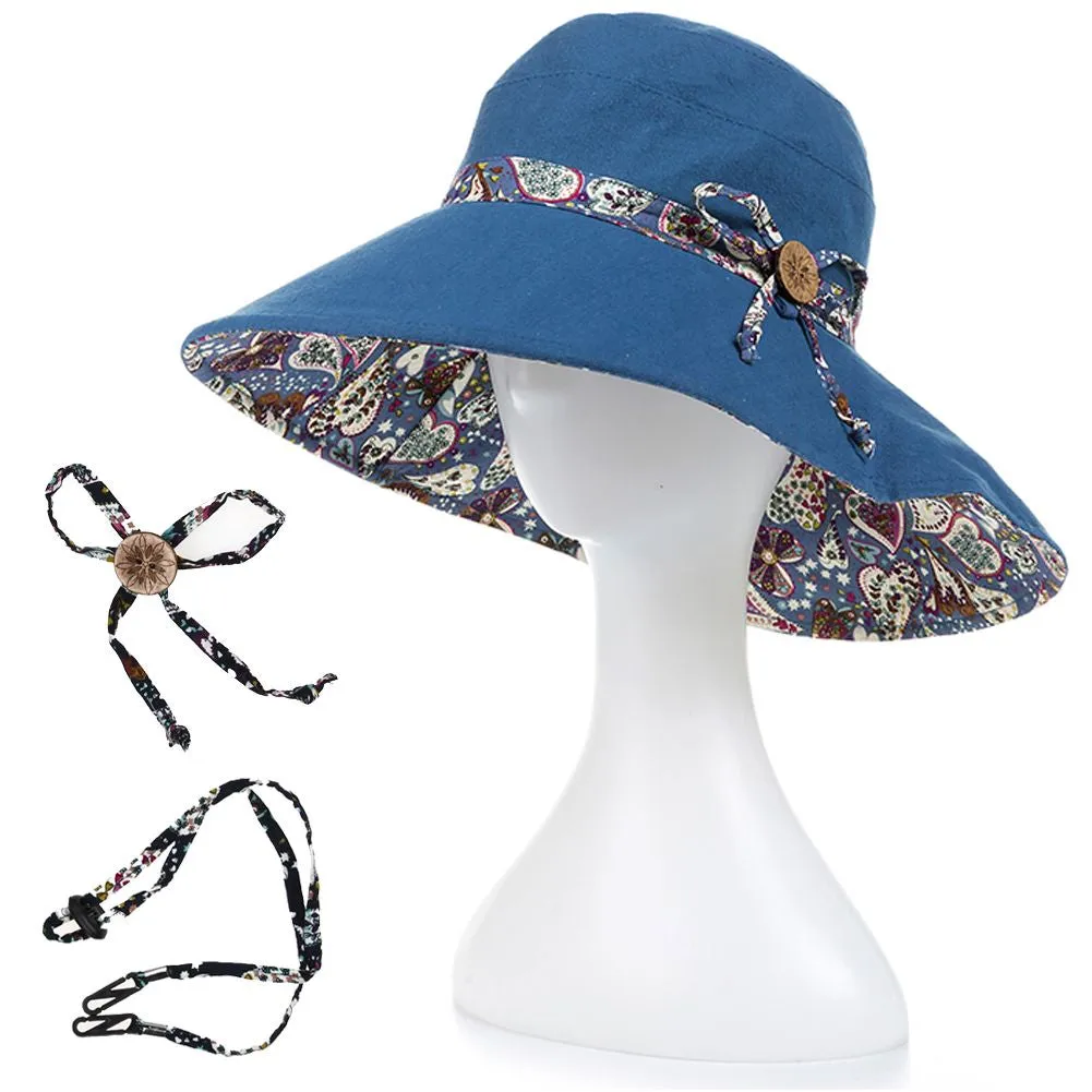 Women Summer Big Wide Brim Cotton Hat Floppy Derby Beach Sun Foldable Cap