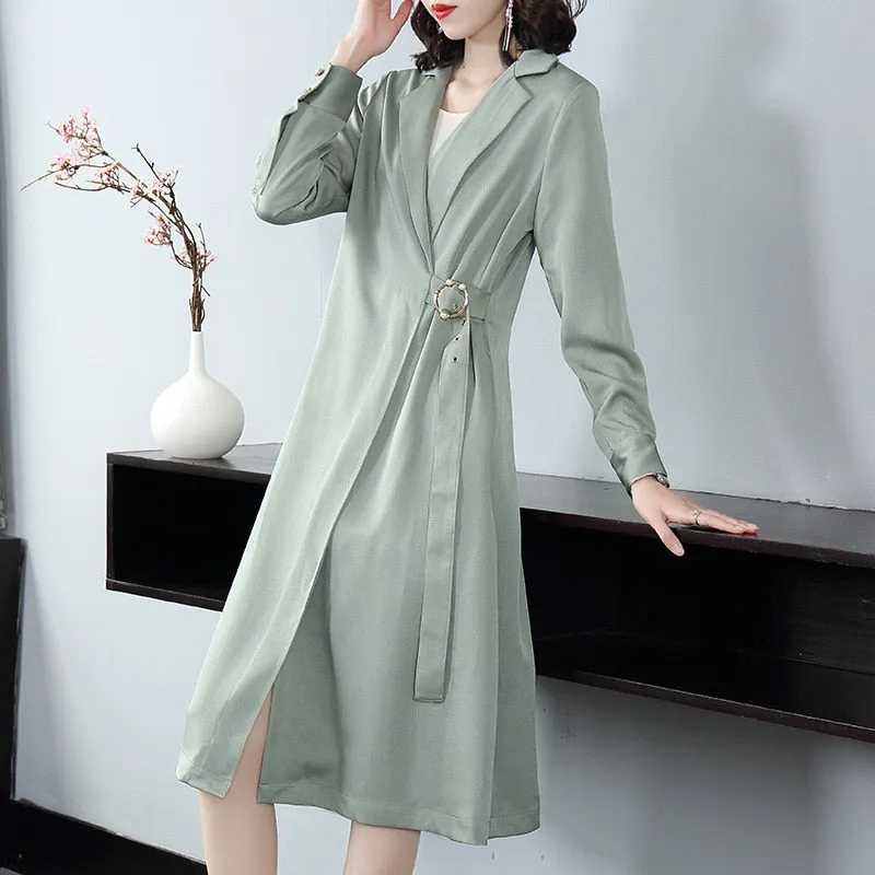 Women V-neck solid color lace dress