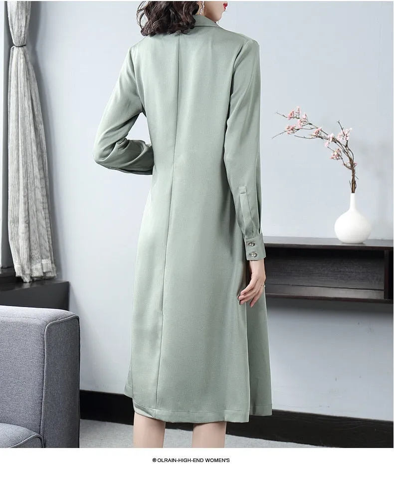 Women V-neck solid color lace dress