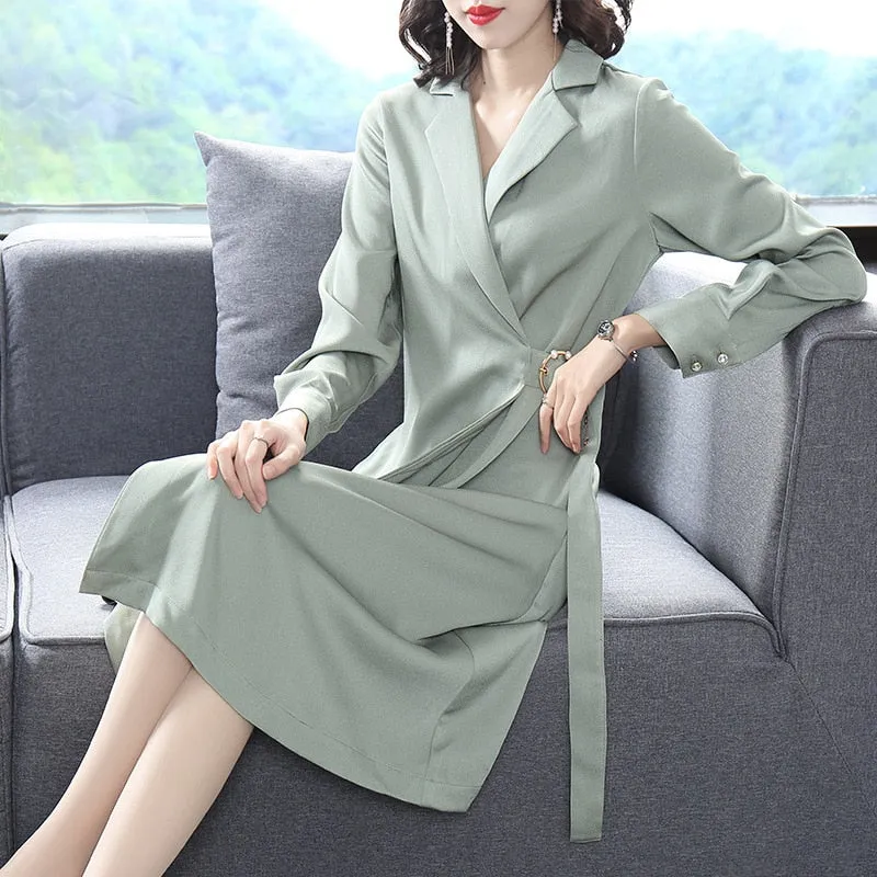 Women V-neck solid color lace dress