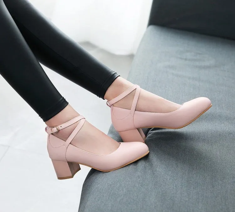 Women's Ankle Strap Pumps High Heeled Shoes