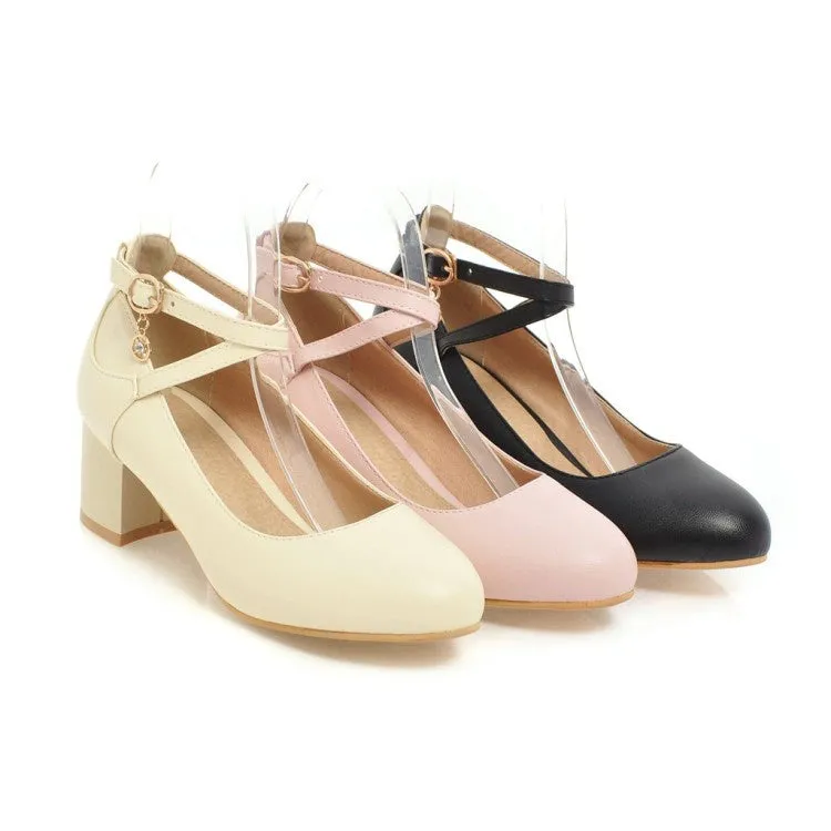 Women's Ankle Strap Pumps High Heeled Shoes