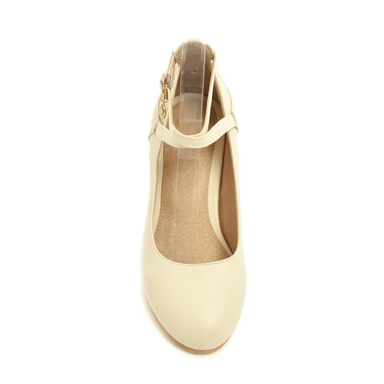 Women's Ankle Strap Pumps High Heeled Shoes