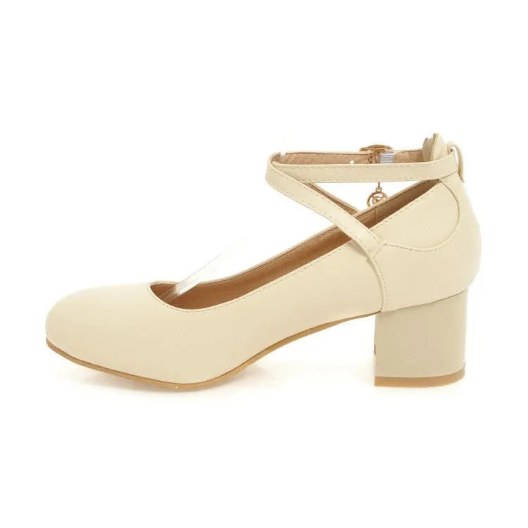 Women's Ankle Strap Pumps High Heeled Shoes