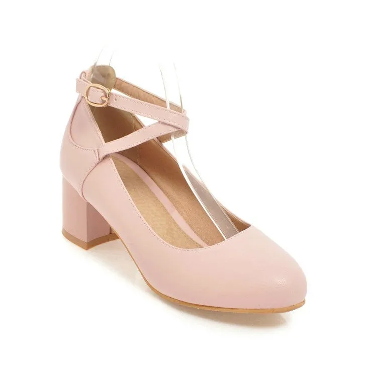 Women's Ankle Strap Pumps High Heeled Shoes