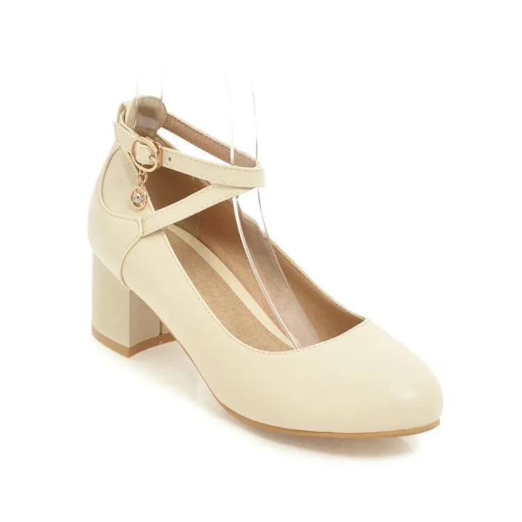 Women's Ankle Strap Pumps High Heeled Shoes
