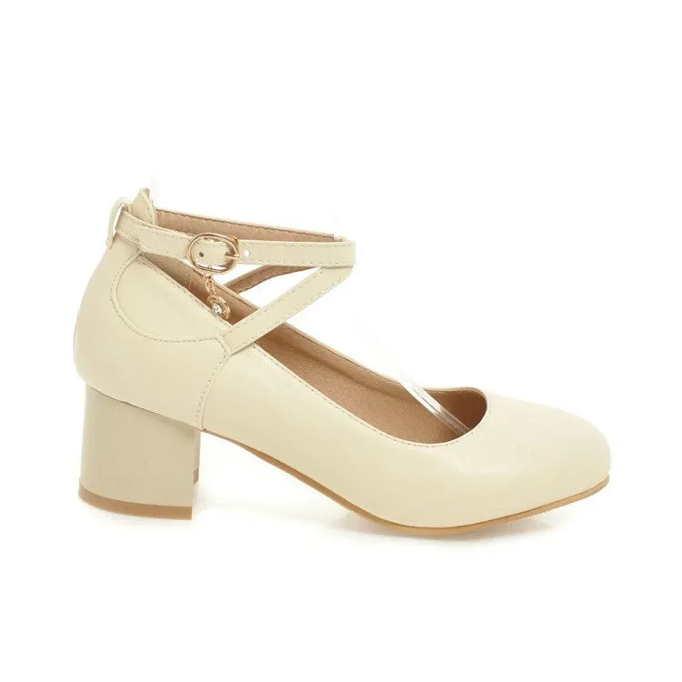 Women's Ankle Strap Pumps High Heeled Shoes