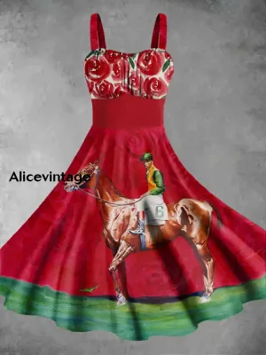 Women's Derby Day Printed Casual Dress
