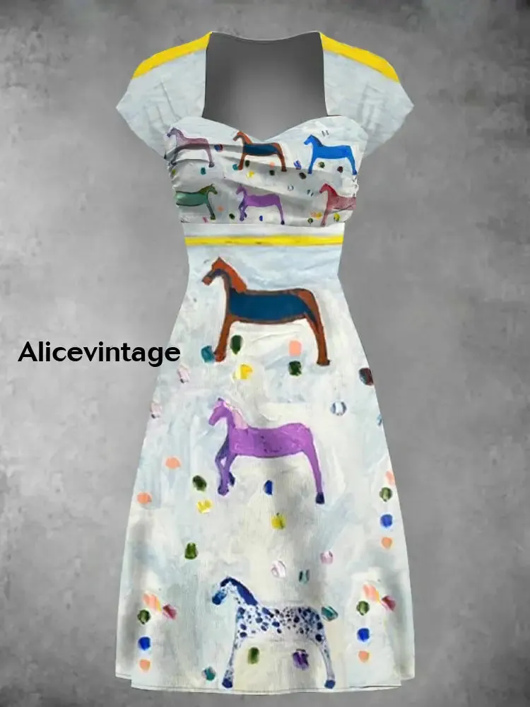 Women's Derby Horse Print Dress