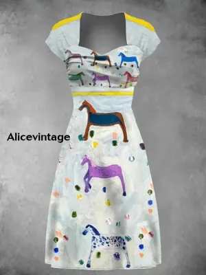 Women's Derby Horse Print Dress