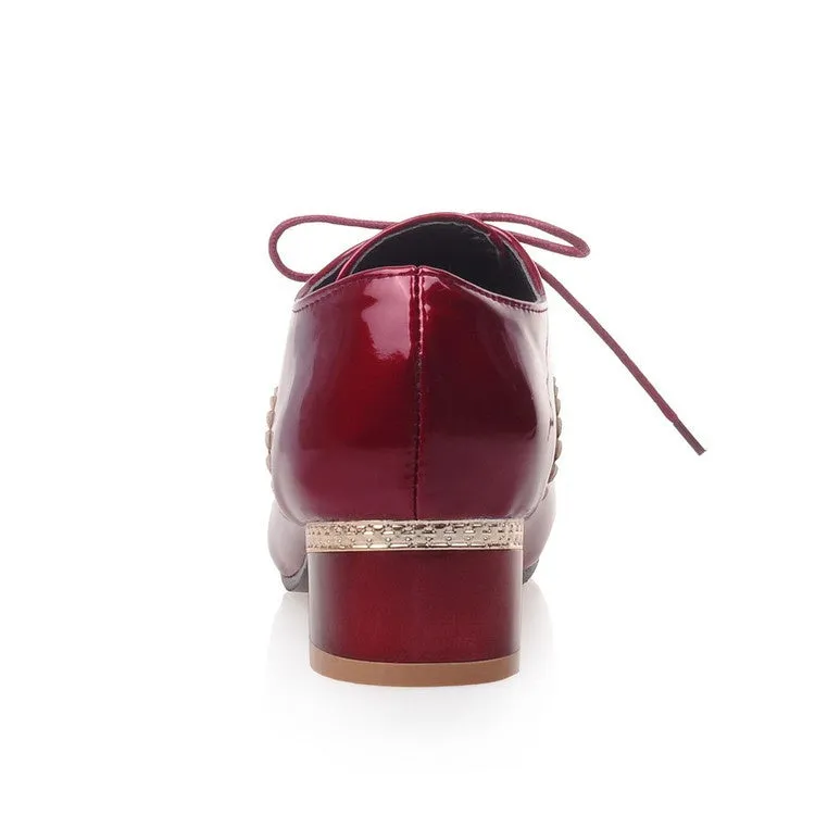Women's Lace Up Laser Mid Heel Shoes