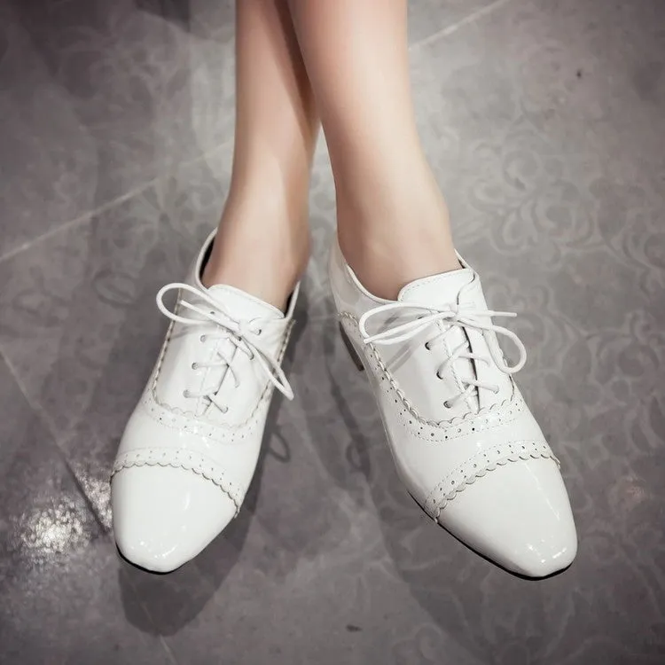Women's Lace Up Laser Mid Heel Shoes