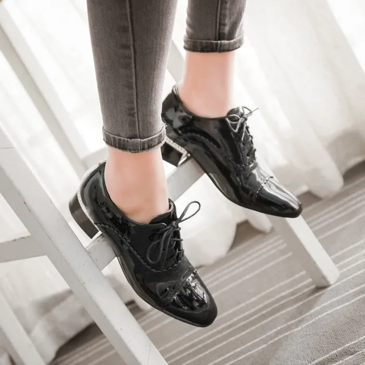Women's Lace Up Laser Mid Heel Shoes