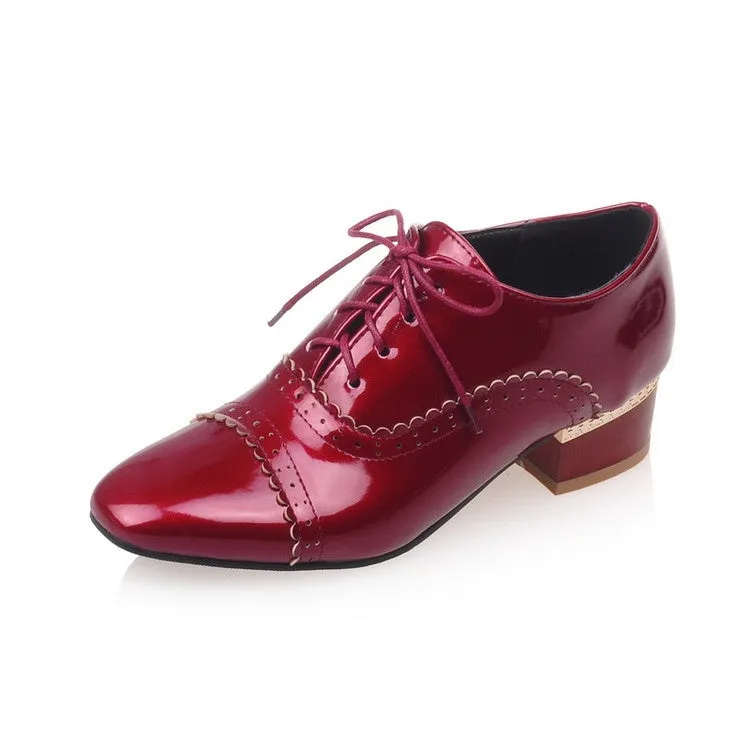 Women's Lace Up Laser Mid Heel Shoes