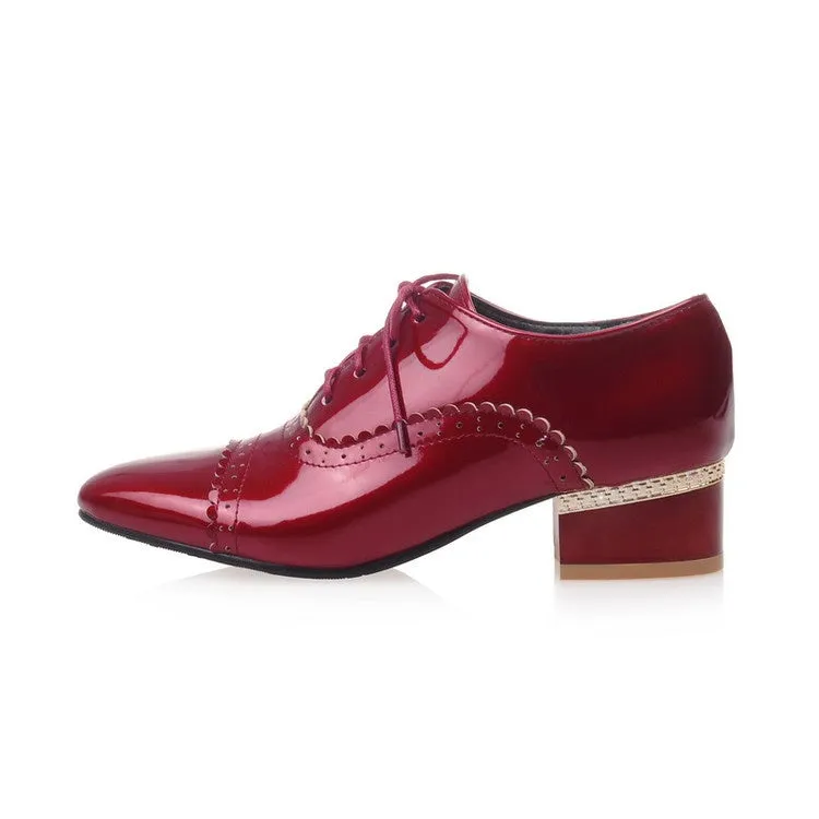 Women's Lace Up Laser Mid Heel Shoes