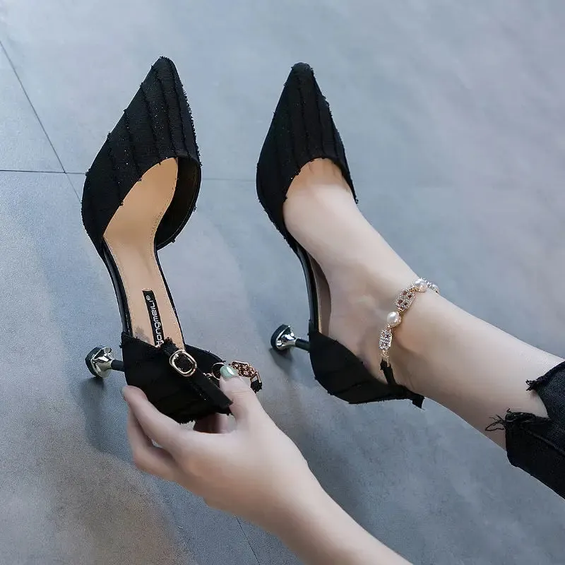 Women's Pointed Toe Comfortable Mid-High Heel Pumps Cute Wedding Cocktail Shoes