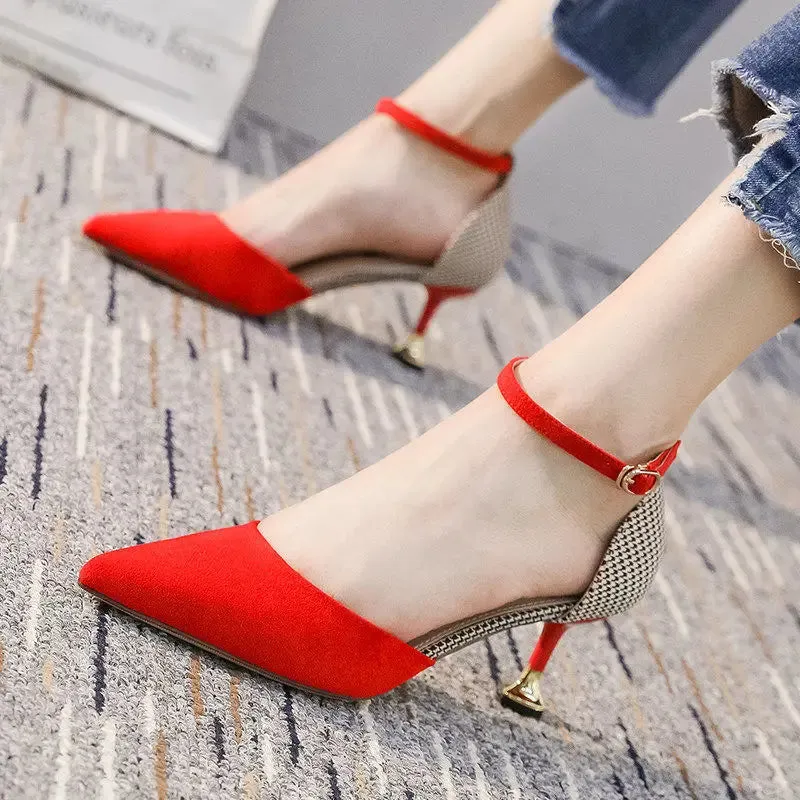 Women's Pointed Toe Comfortable Mid-High Heel Pumps Cute Wedding Cocktail Shoes