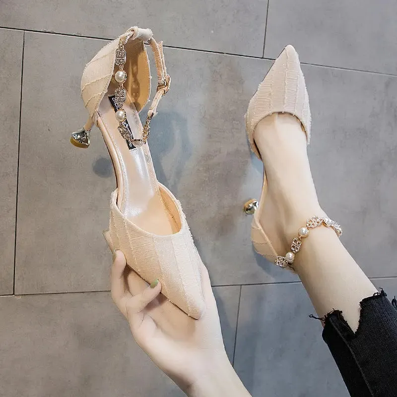 Women's Pointed Toe Comfortable Mid-High Heel Pumps Cute Wedding Cocktail Shoes