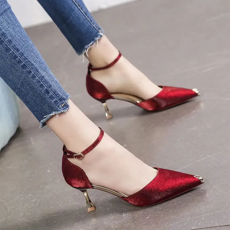 Women's Pointed Toe Comfortable Mid-High Heel Pumps Cute Wedding Cocktail Shoes