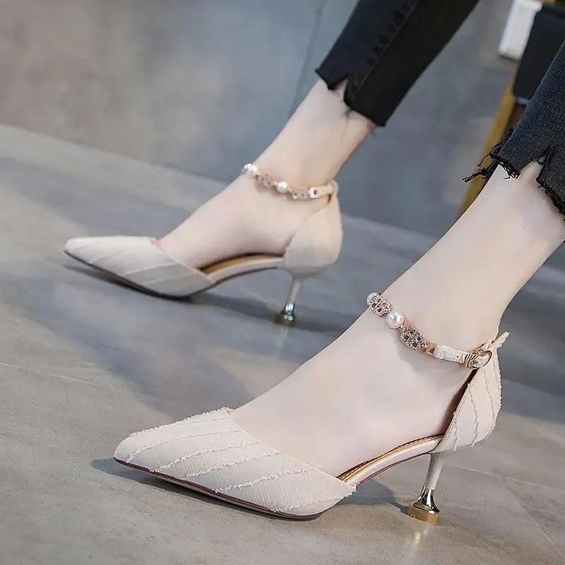 Women's Pointed Toe Comfortable Mid-High Heel Pumps Cute Wedding Cocktail Shoes