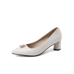 Women's Pointed Toe High Heel Chunky Pumps