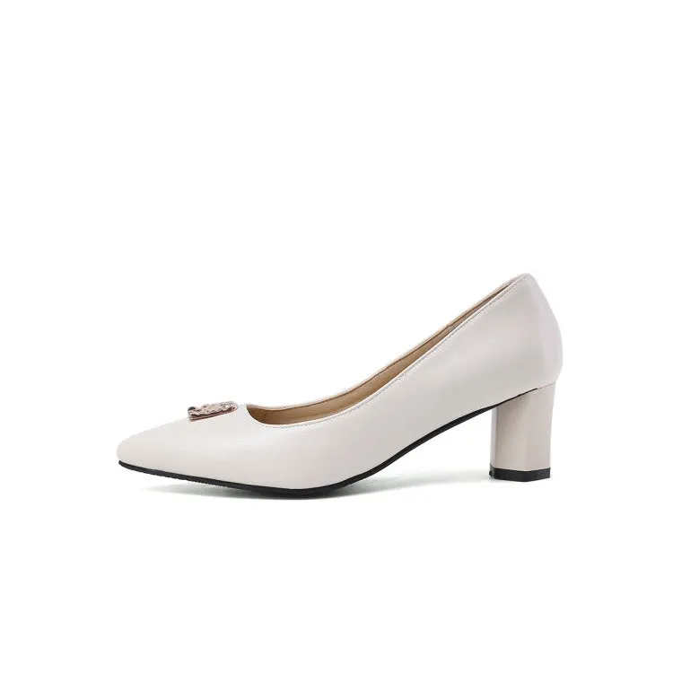 Women's Pointed Toe High Heel Chunky Pumps