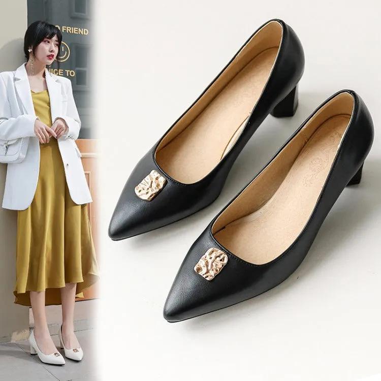 Women's Pointed Toe High Heel Chunky Pumps