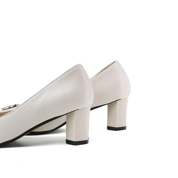 Women's Pointed Toe High Heel Chunky Pumps
