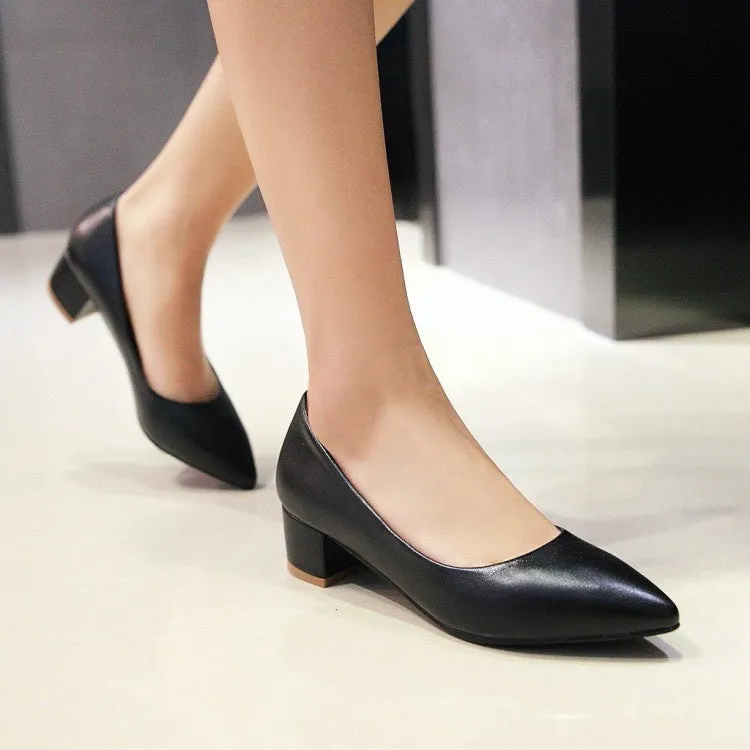 Women's Pointed Toe Pumps Low Heeled Shoes