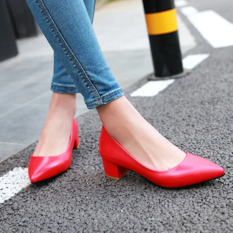 Women's Pointed Toe Pumps Low Heeled Shoes