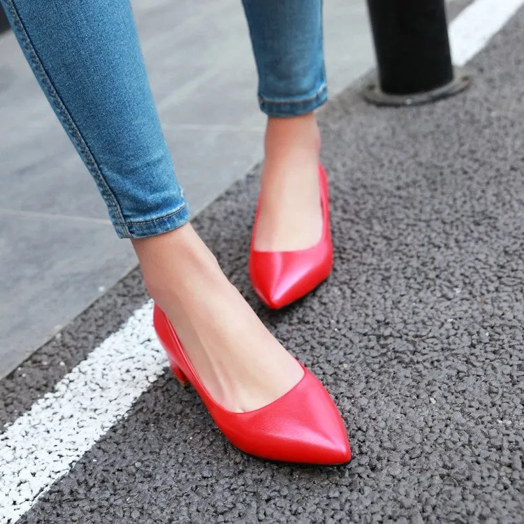 Women's Pointed Toe Pumps Low Heeled Shoes