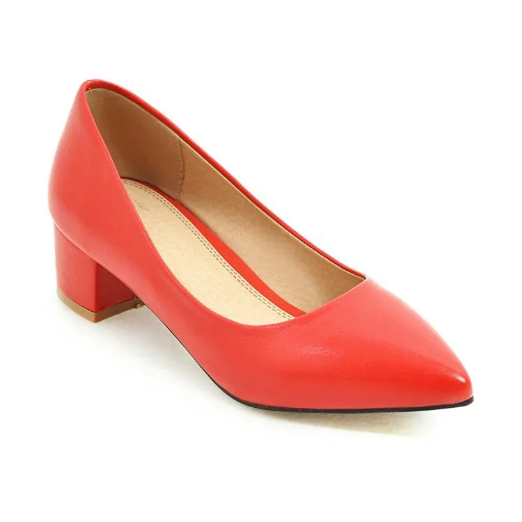 Women's Pointed Toe Pumps Low Heeled Shoes